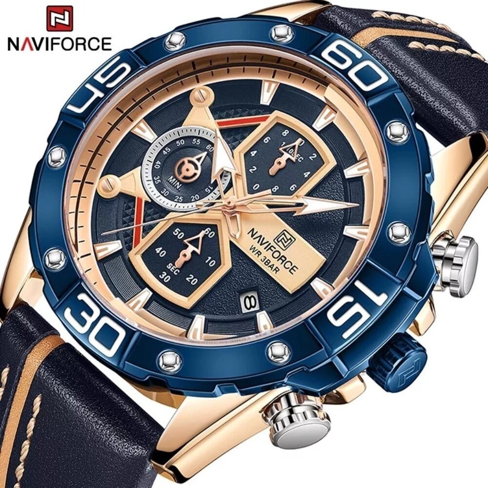 Naviforce Stylish Chronograph Watch in Leather for‎ Men